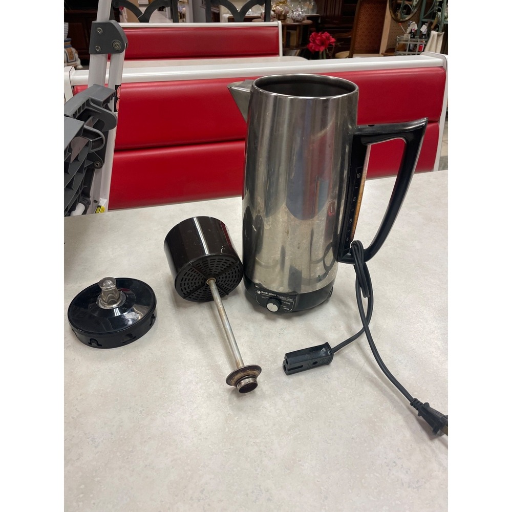 Black & decker Coffee Pot Percolator 12 Cup P-112 Complete Works Taiwan VTG